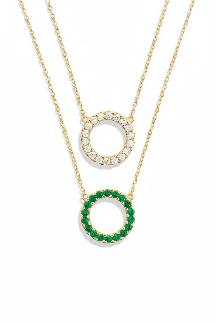 Eternity Necklace White or Bright Emerald stones