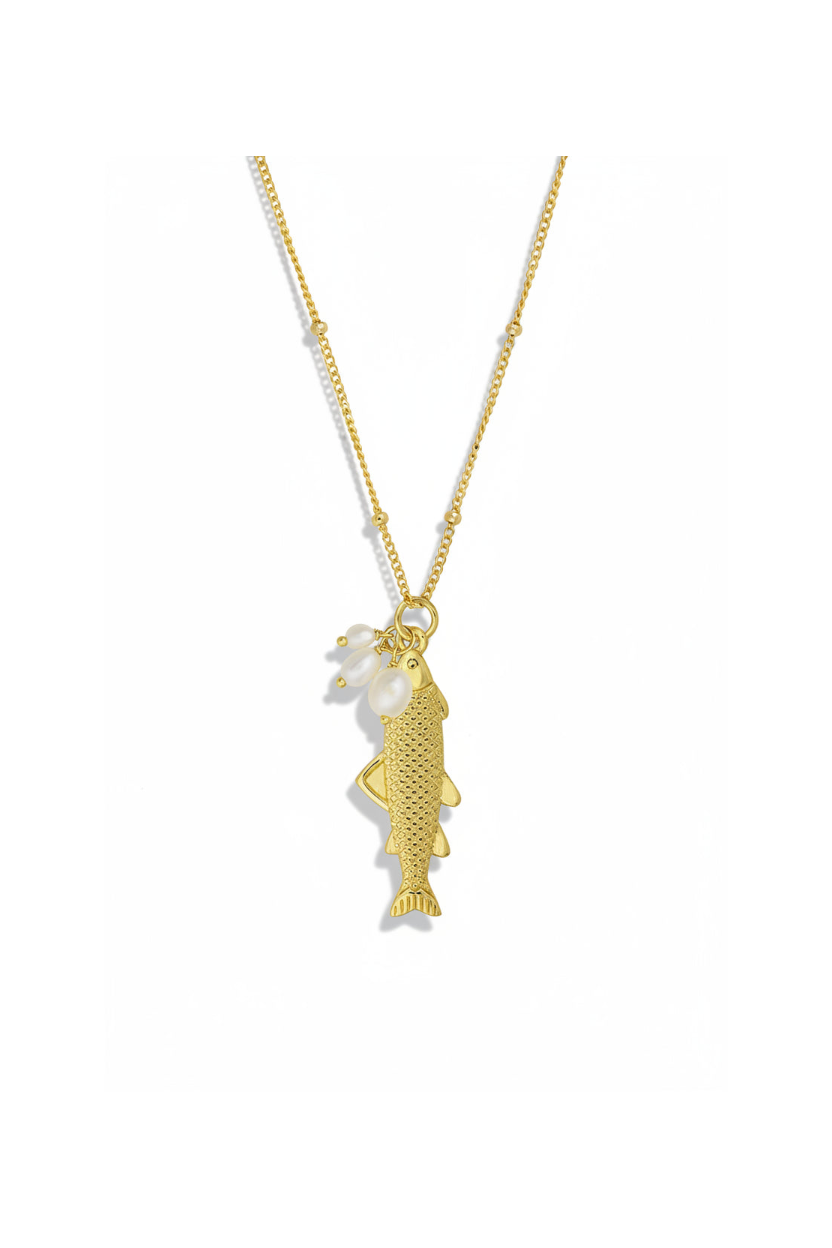 Fish and Pearl Necklace