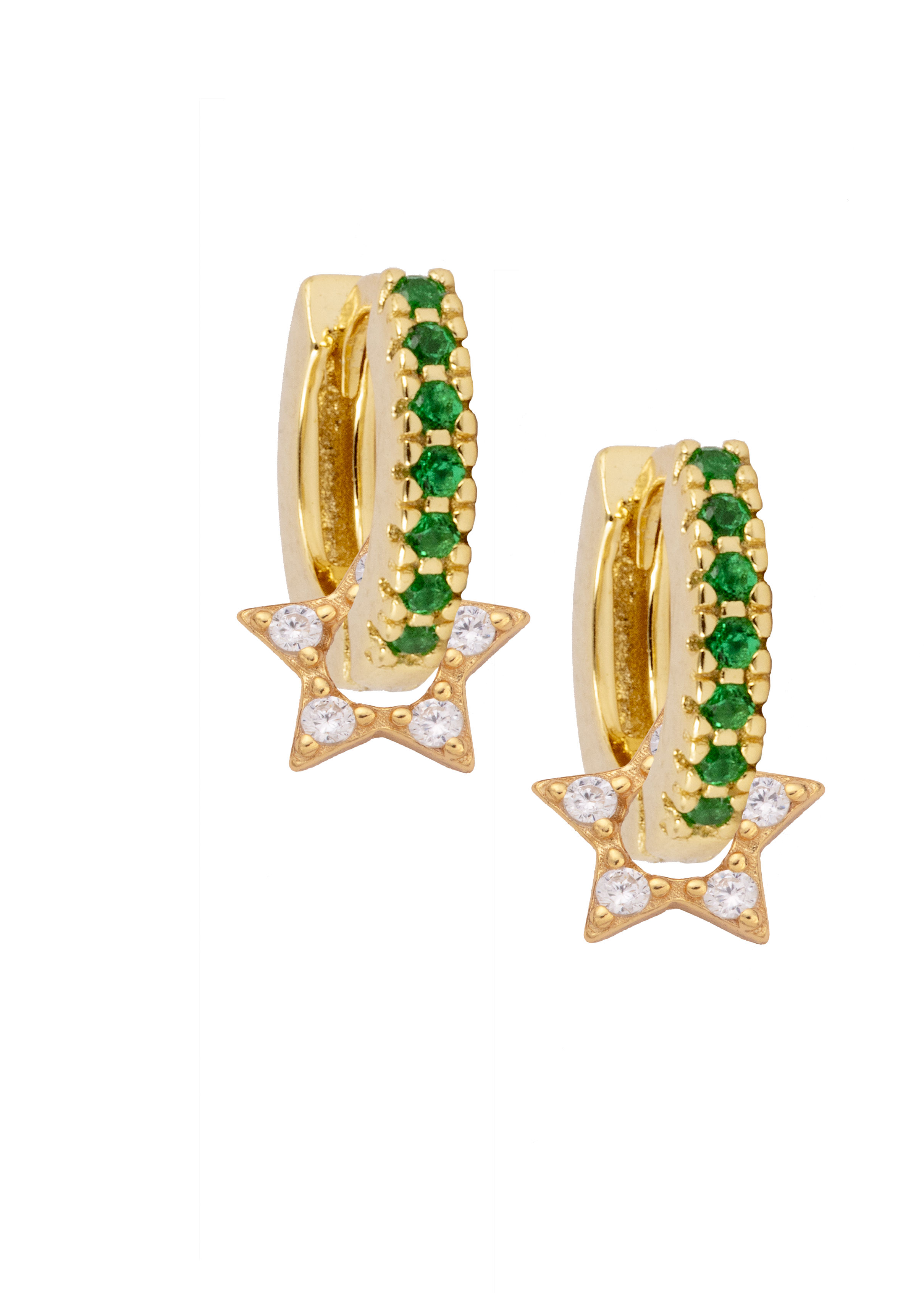 Huggies with Zirconia Wheel star charms