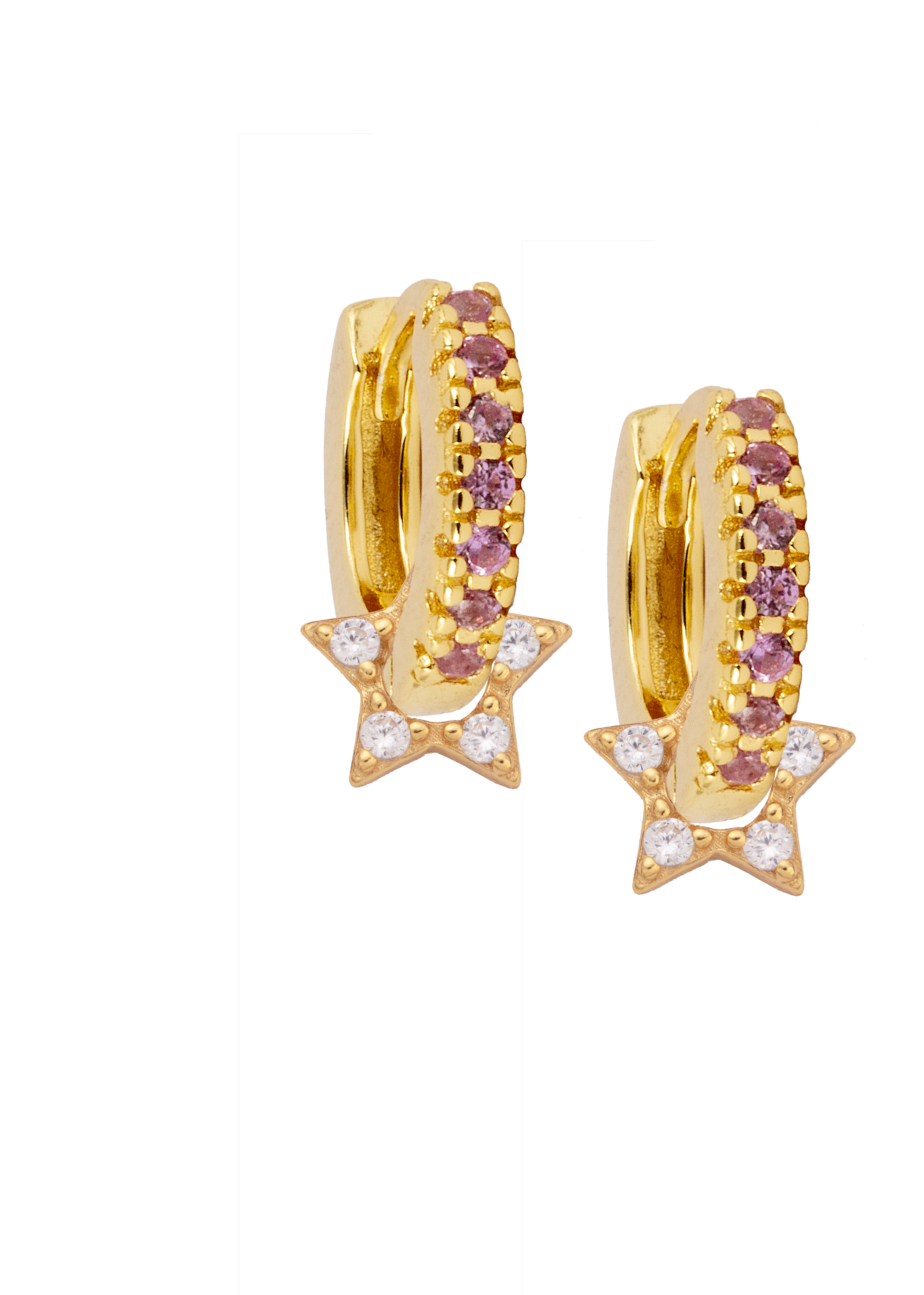 Huggies with Zirconia Wheel star charms