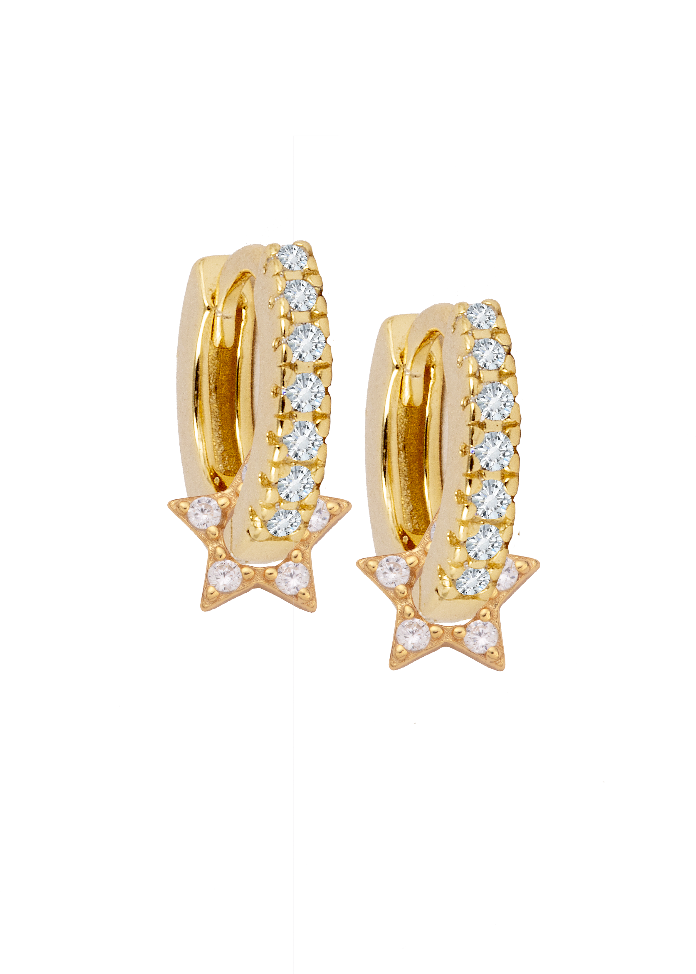 Huggies with Zirconia Wheel star charms