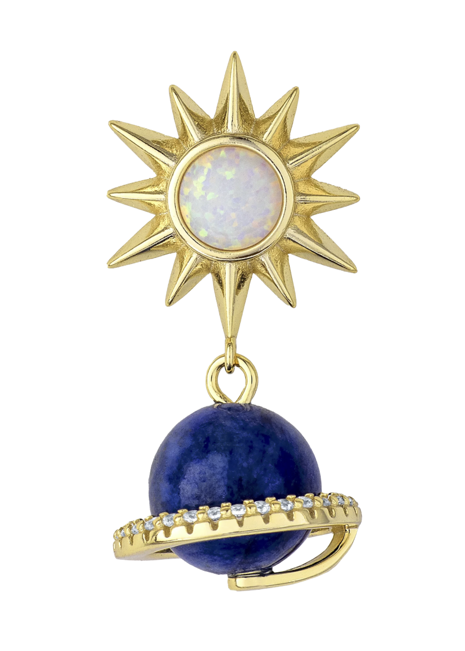 Lapis and Opal Planet earrings