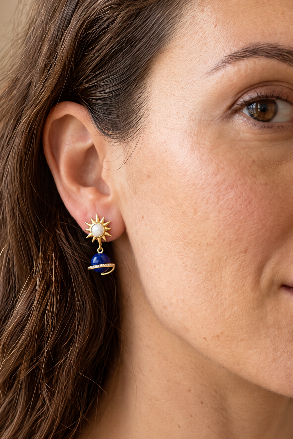 Lapis and Opal Planet earrings