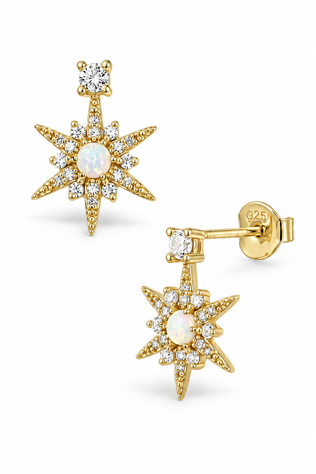Opal Star Drop Studs