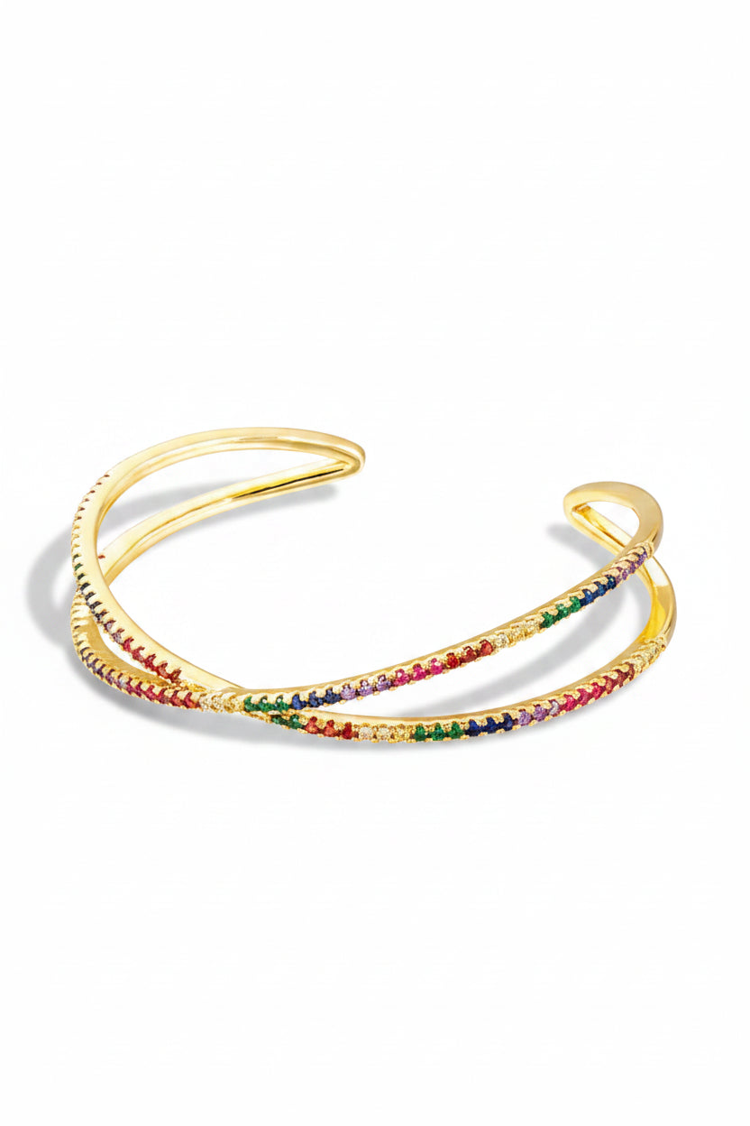 Zirconia Twist Bracelet Bright White, Emerald Green, Rainbow or deep Sapphire Blue