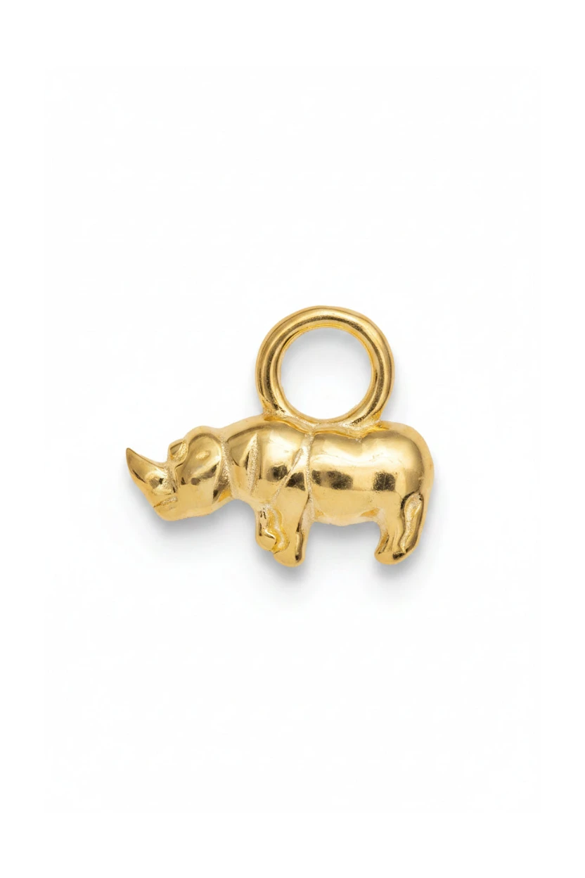 Golden Rhino Charm