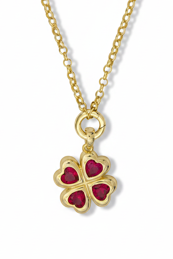 Star Ruby Clover pendant