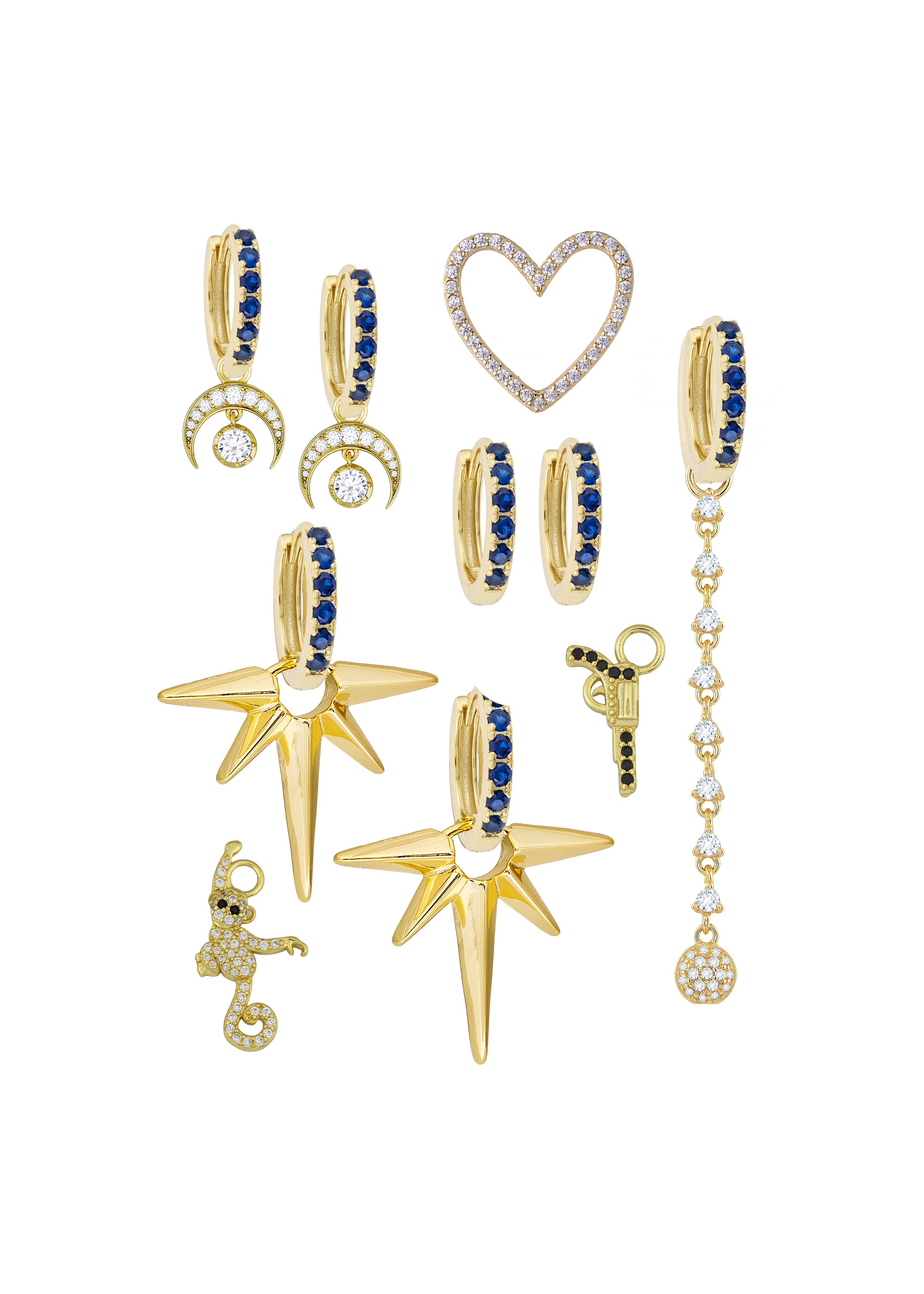 Sapphire Midi Hoops with or without Charms