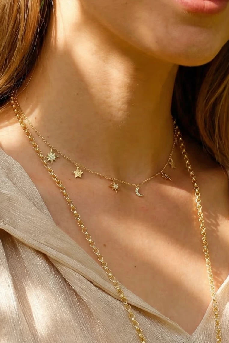 Star and Moon Charm Necklace