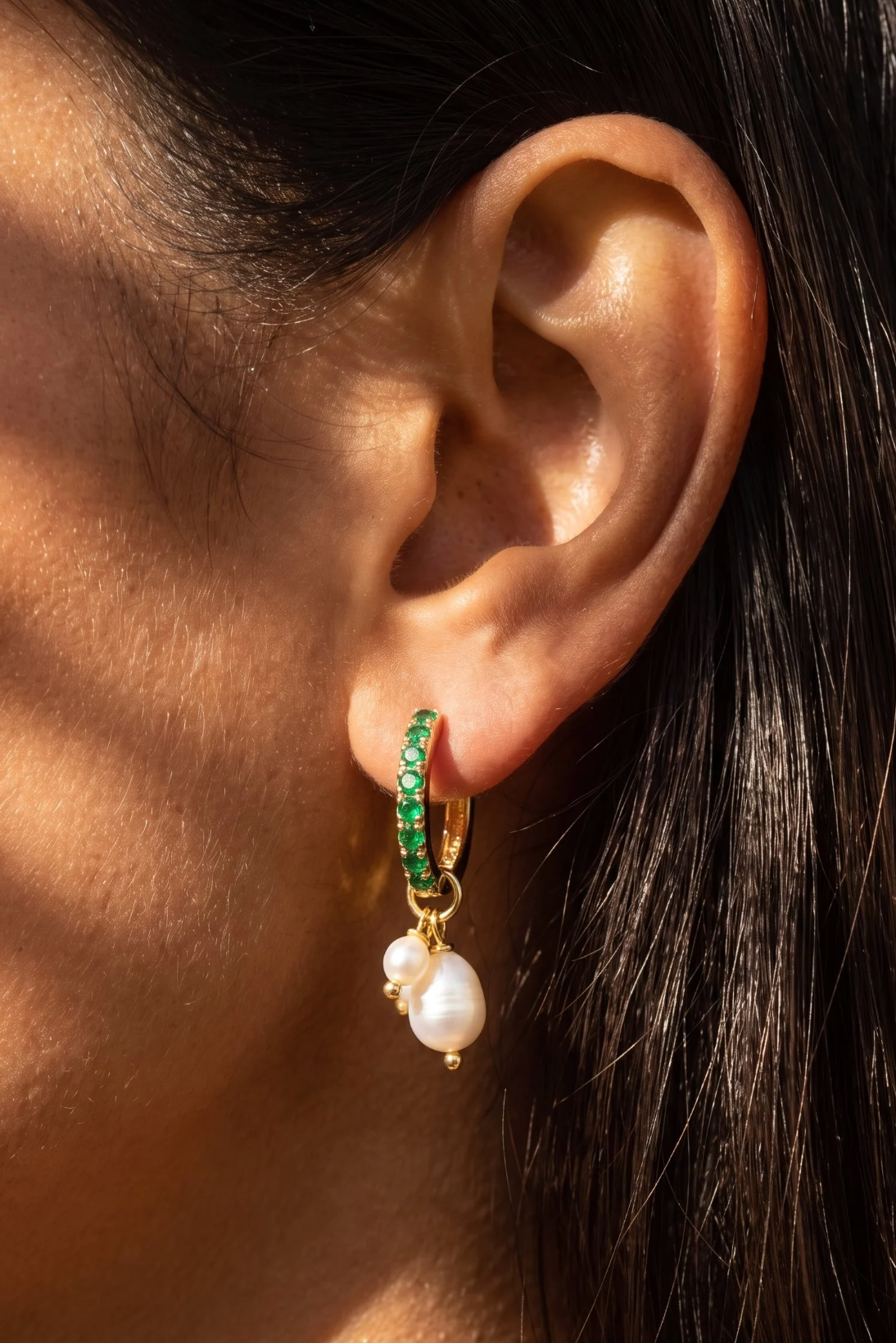 Emerald Midi hoops with or without Charms