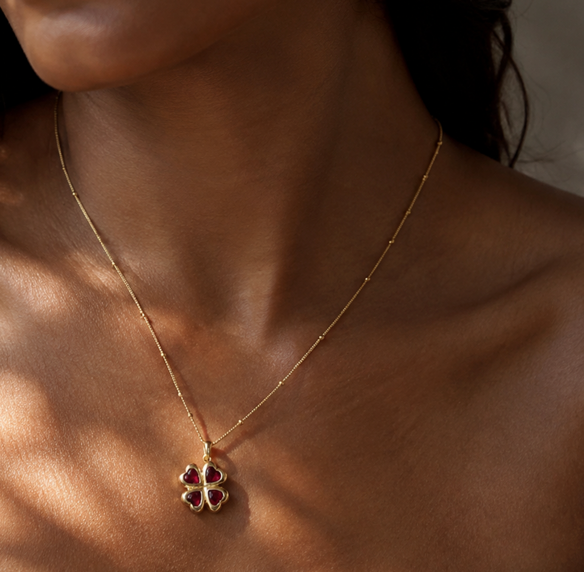 Star Ruby Clover pendant