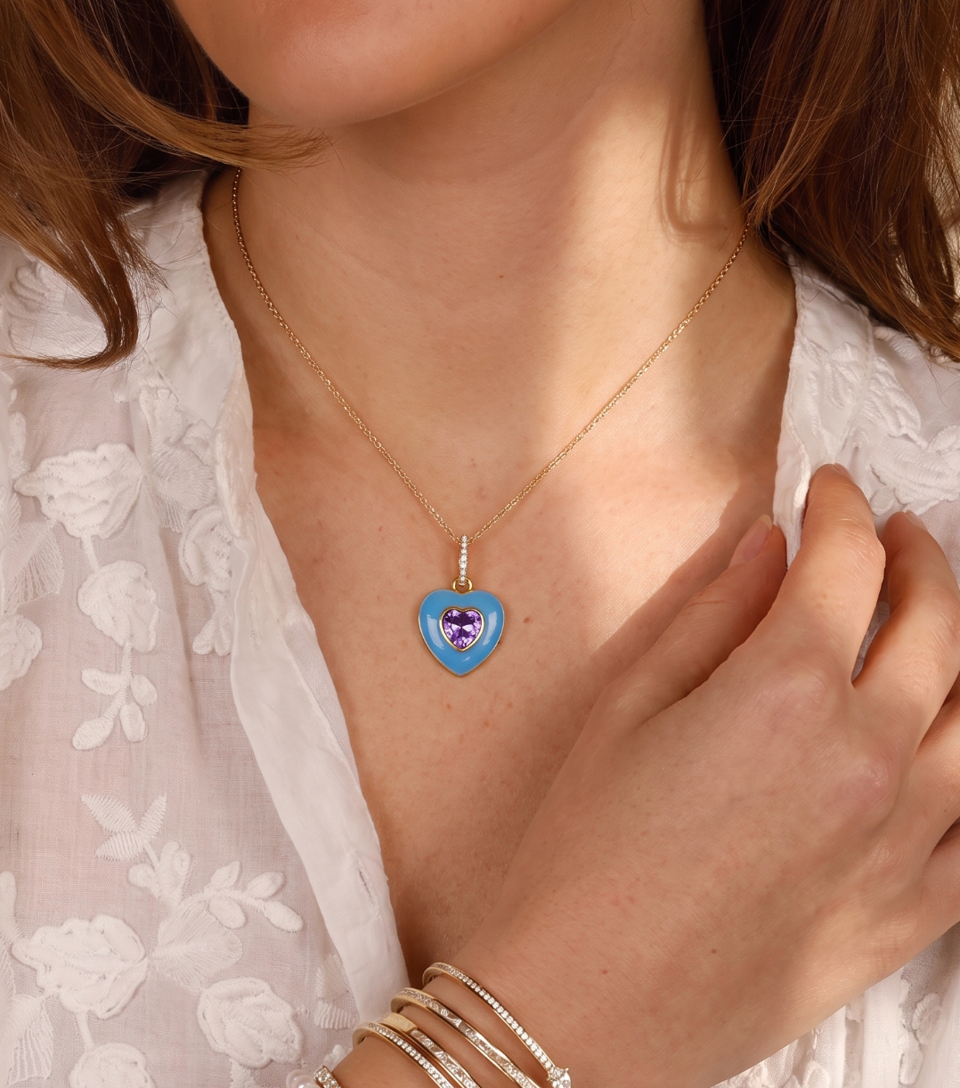 Turquoise Enamel Heart Penant