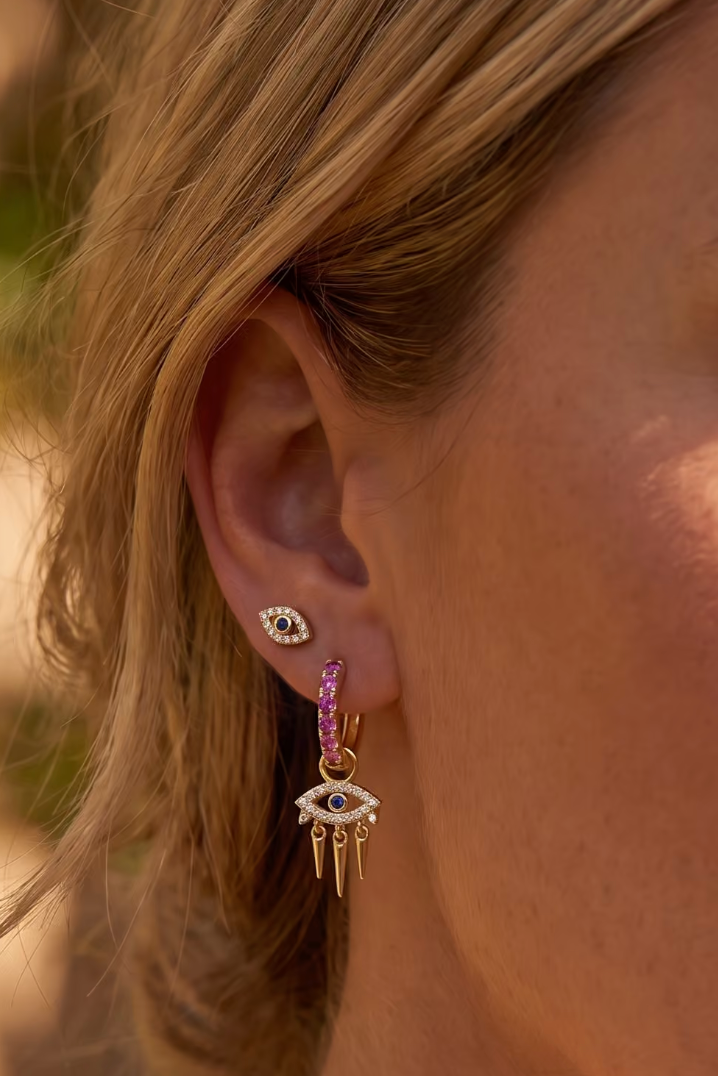 Sapphire Evil Eye Studs