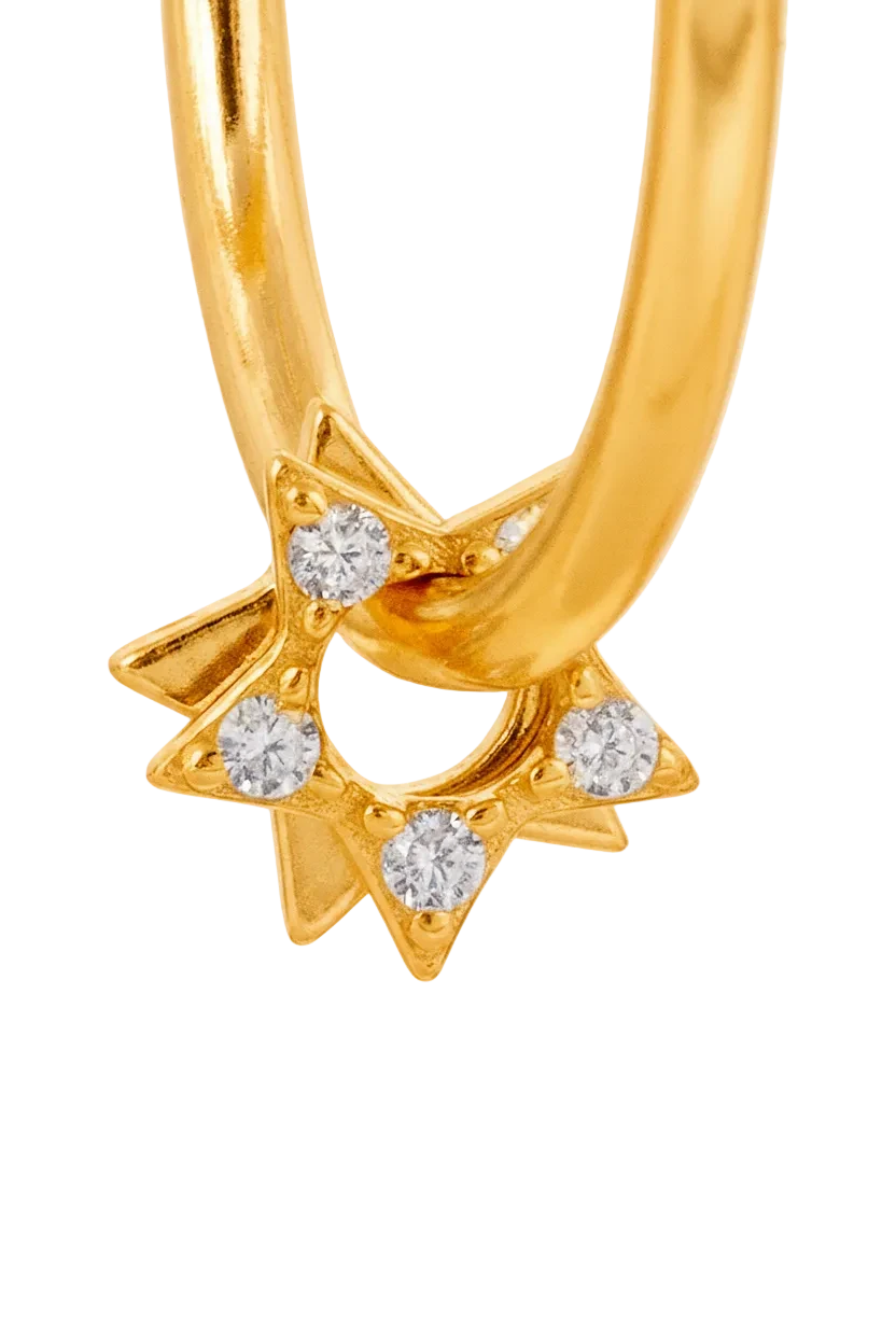 20mm golden hoops with Zirconia Wheel Star Charms