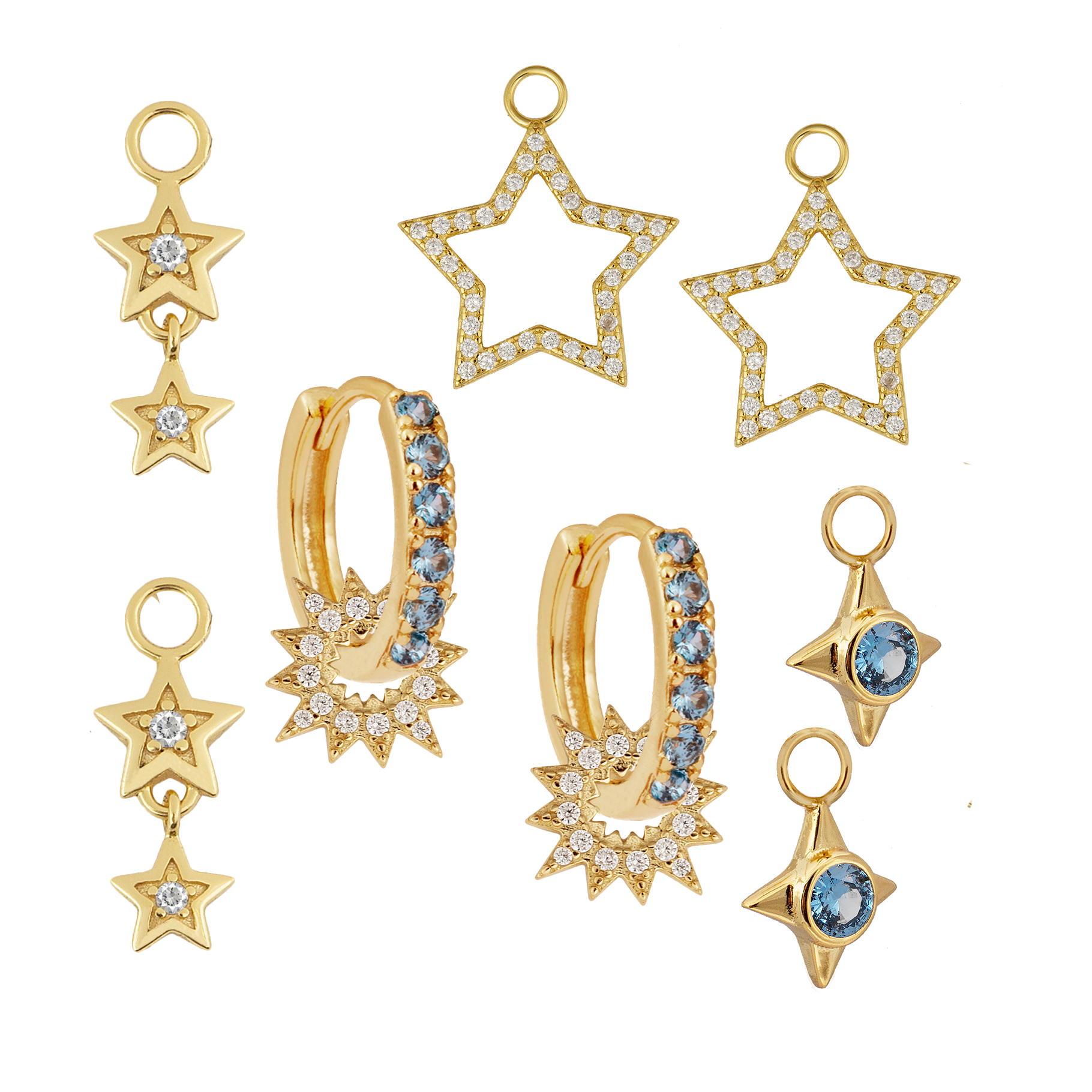 Aquamarine Midi Hoops with or without charms