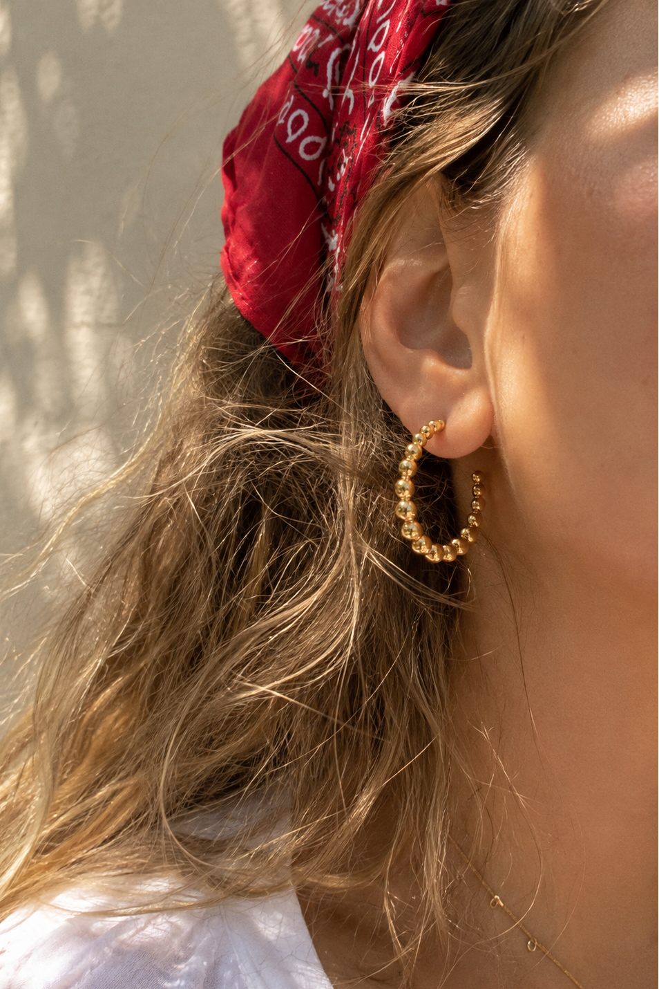 Beaded Gold Hoops