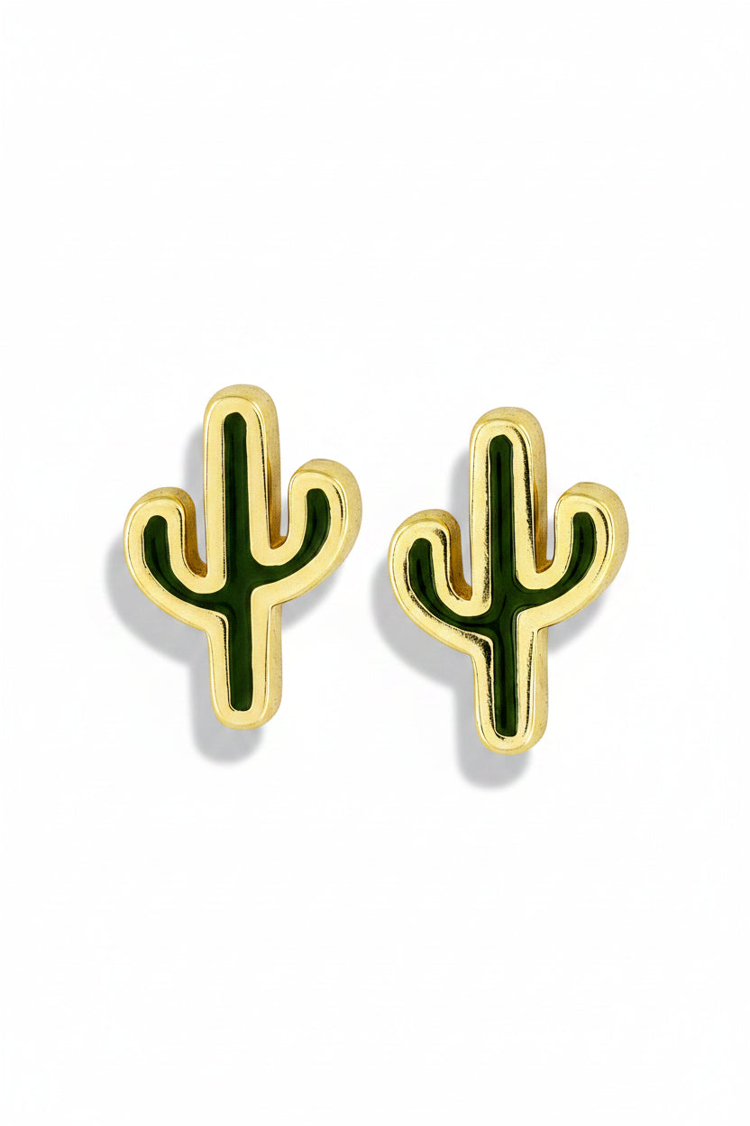 Green Enamel Cactus studs
