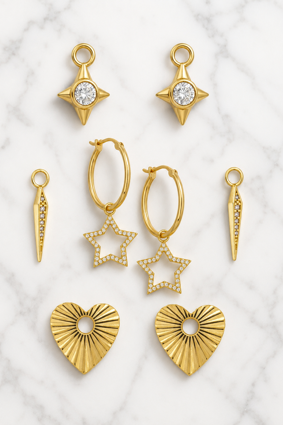 Earring charm set FOURTEEN 20mm Golden Hoops