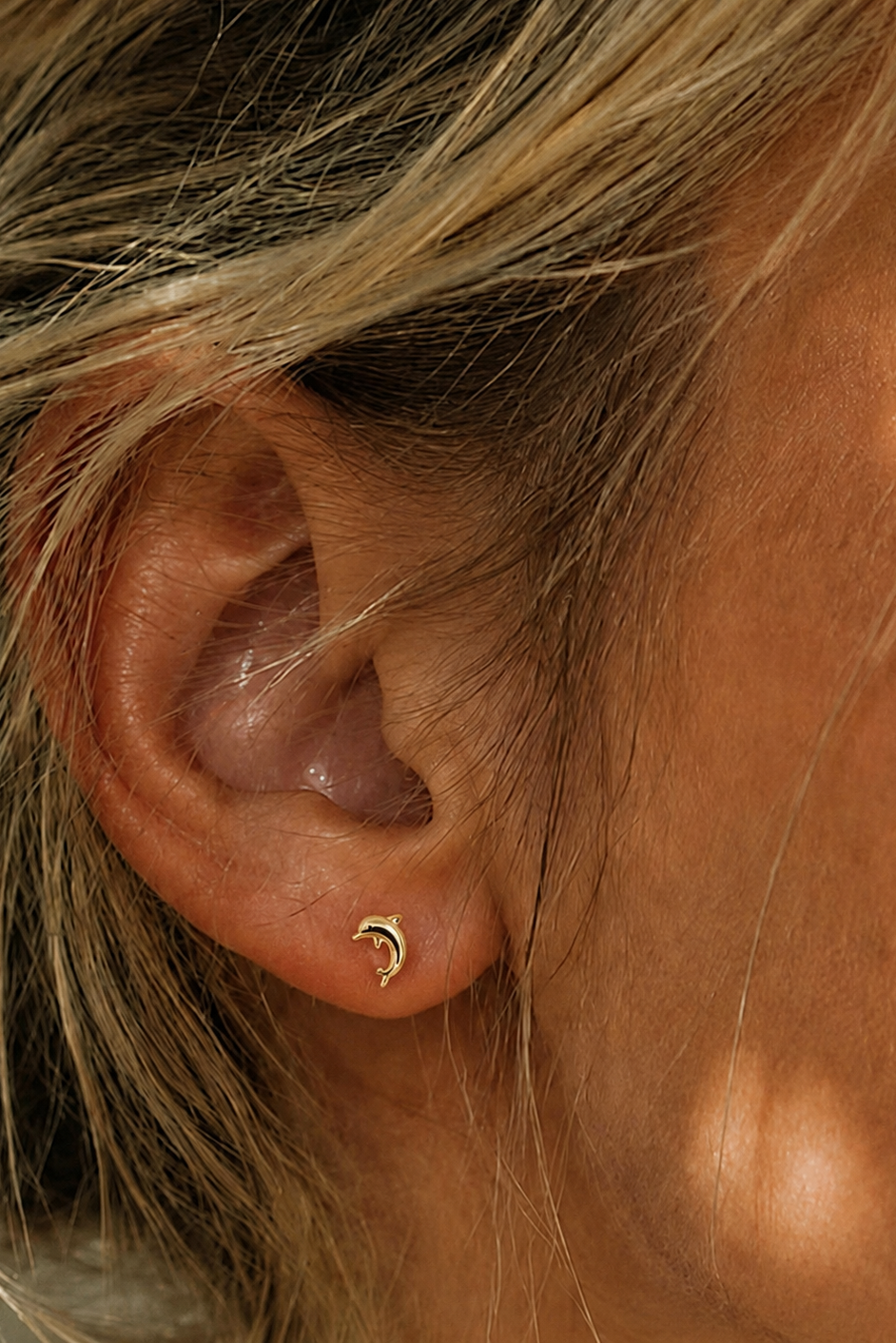 Tiny Golden Dolphin studs