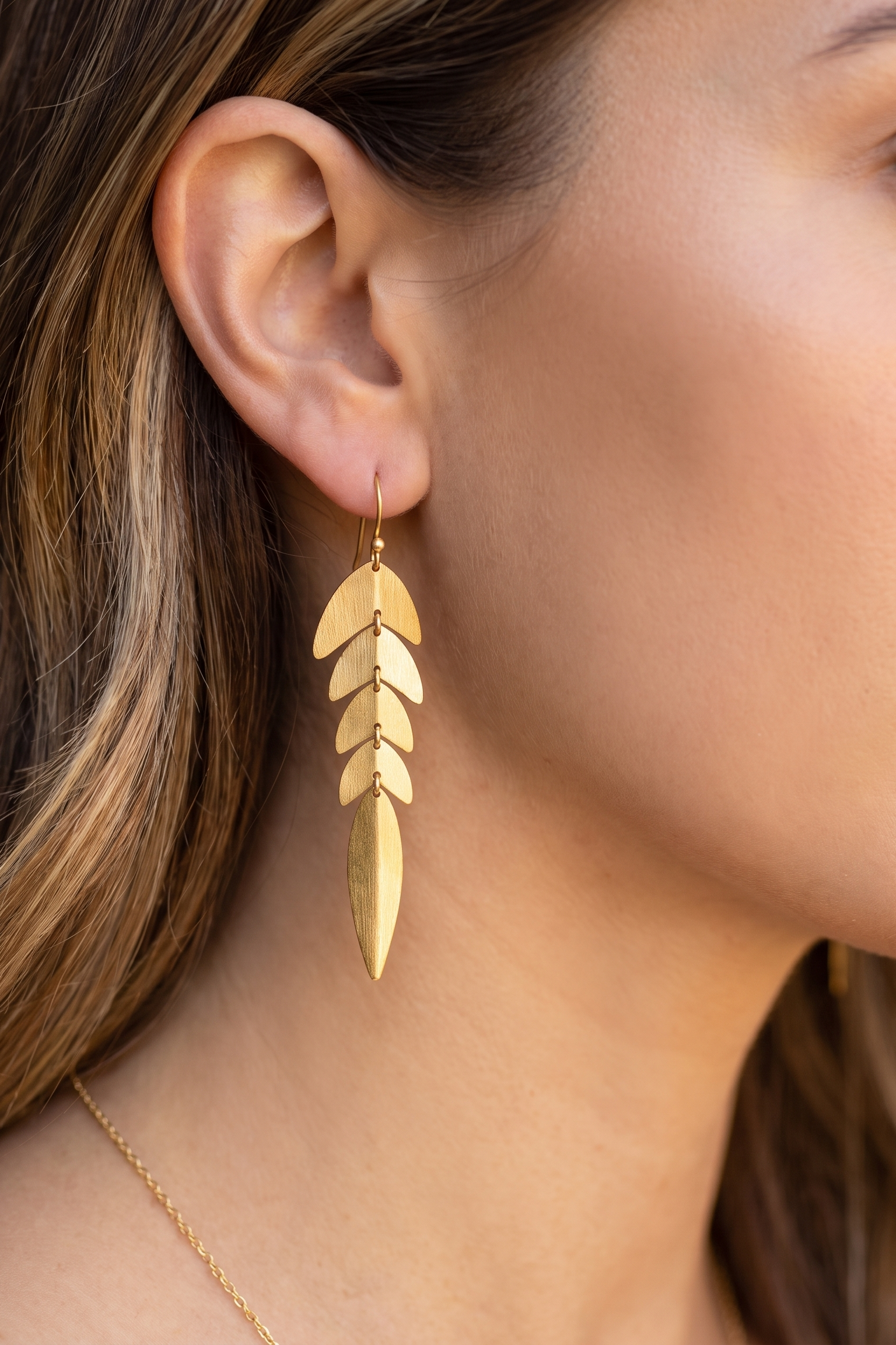 Golden Leaf Drop Earrings