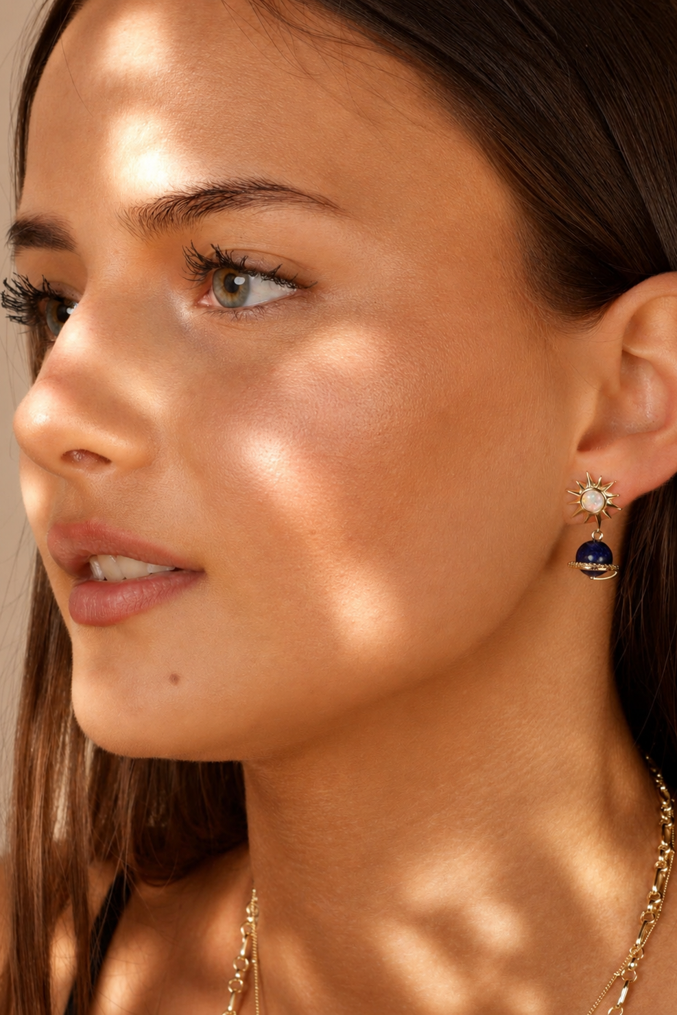 Lapis and Opal Planet earrings