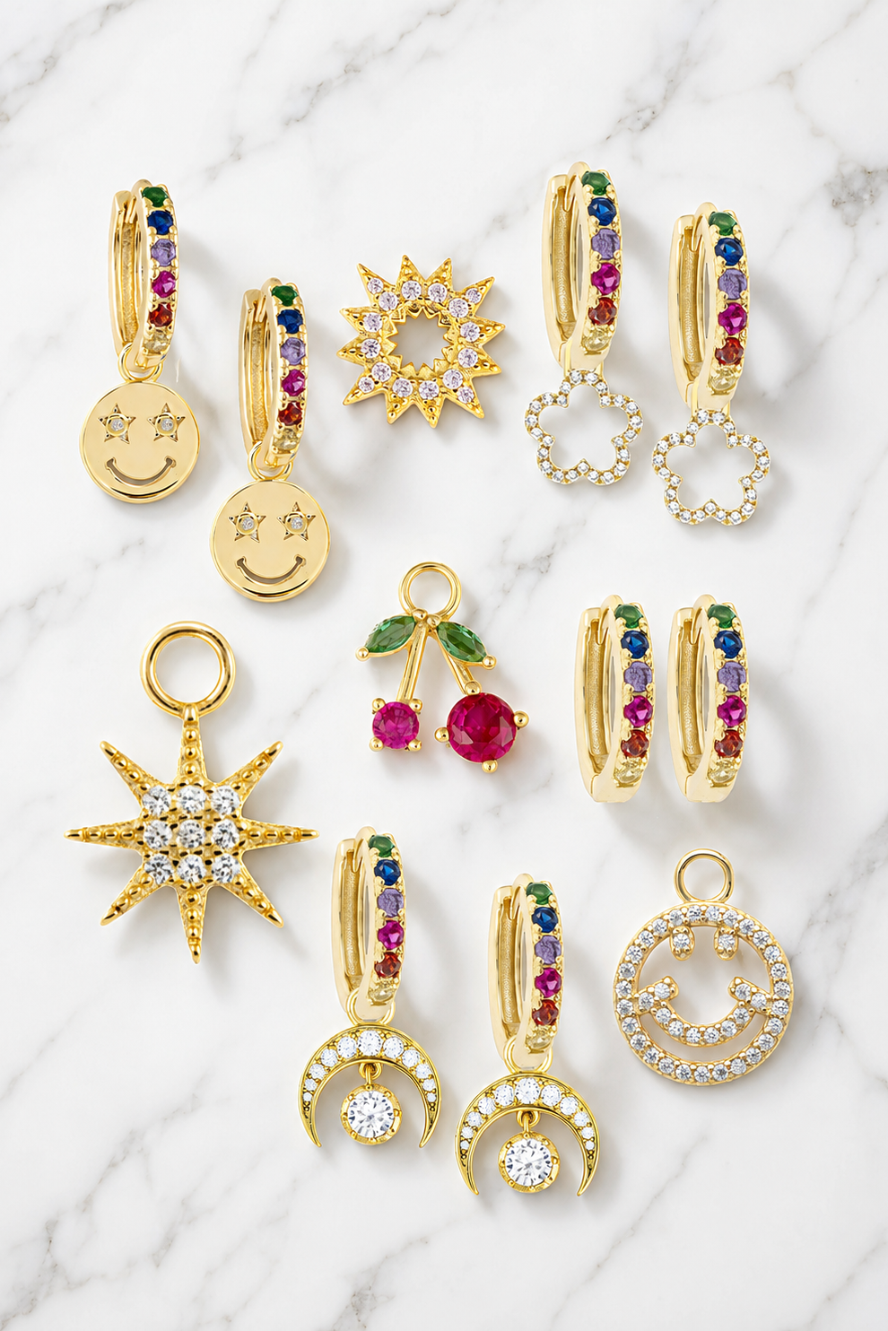 Rainbow Midi Hoops with or without Charms