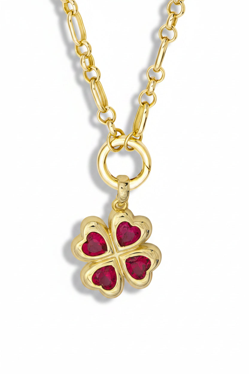 Star Ruby Clover pendant