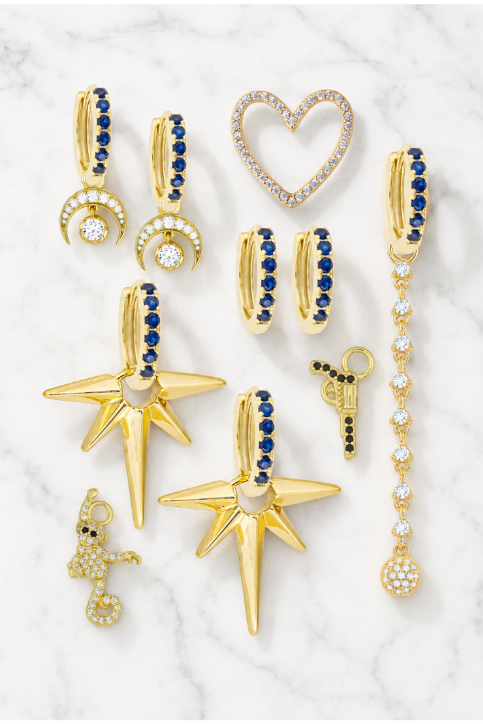 Sapphire Midi Hoops with or without Charms