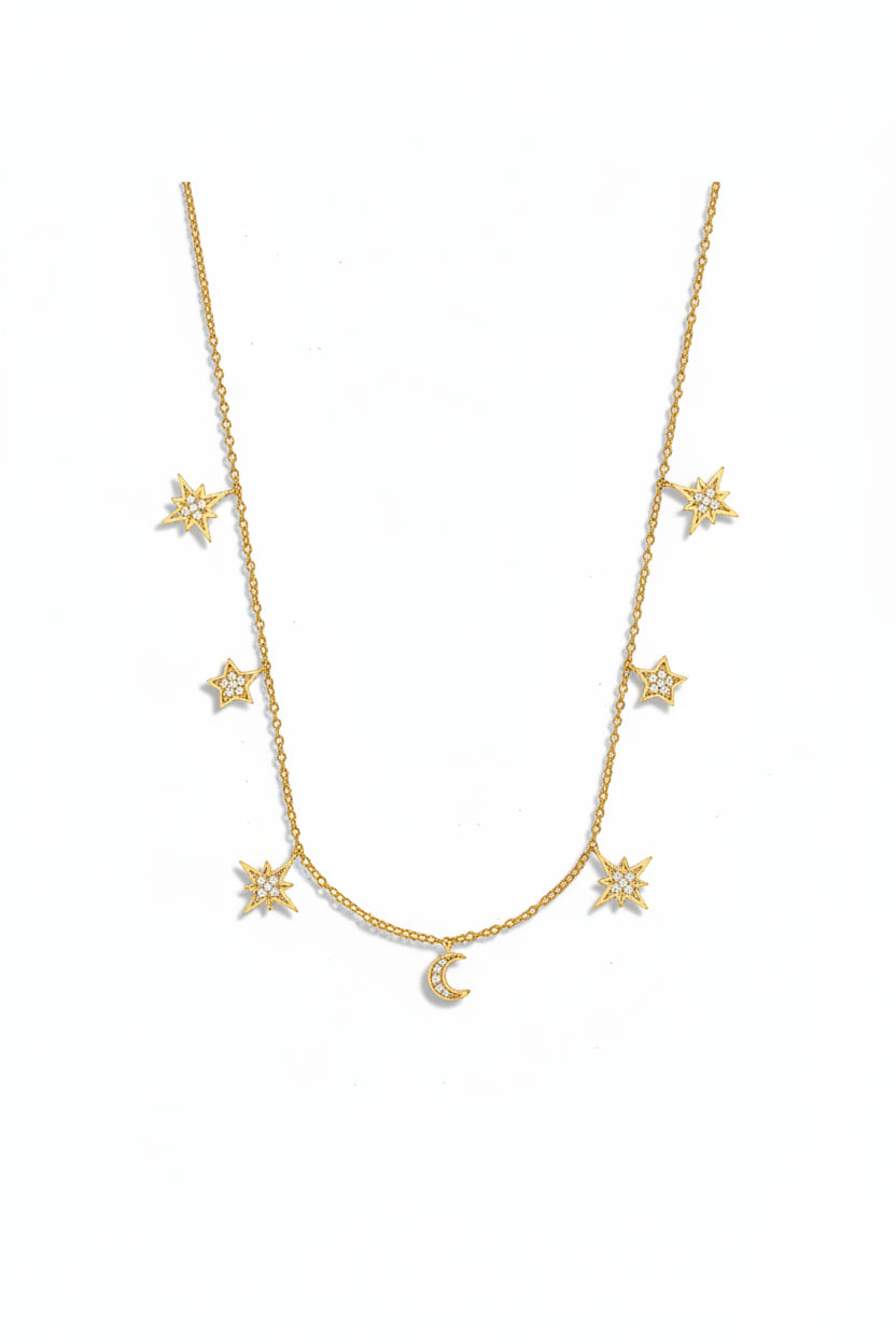 Star and Moon Charm Necklace